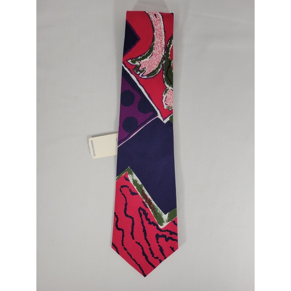 Vintage Joe Boxer Neckwear Tie Colorful 100% Italian Cotton  Abstract pink